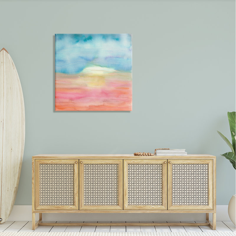 30" x 30" Multicolor Abstract Landscape Canvas Art