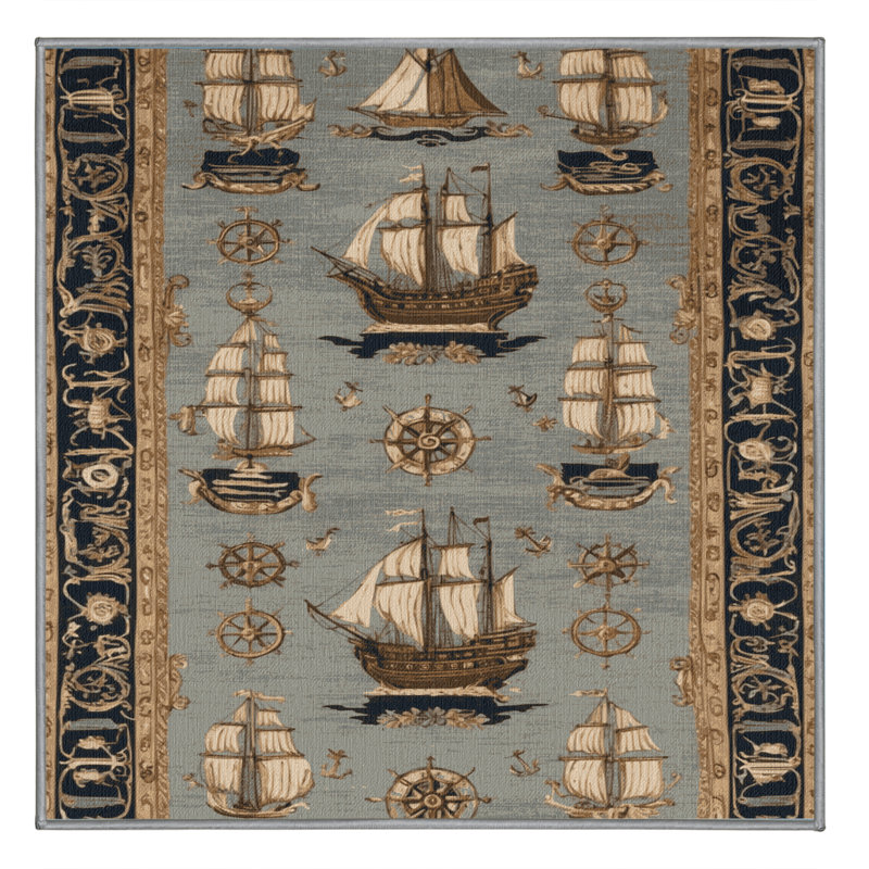 Tapis gris français lavable à la machine, Carré 7 pi