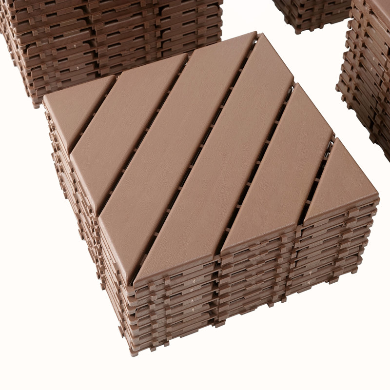 Carreaux de terrasse en plastique emboîtables, 44 paquets de tuiles de terrasse, 12 pouces x 12 pouces imperméables pour une utilisation toutes saisons, tuiles de terrasse pour piscine