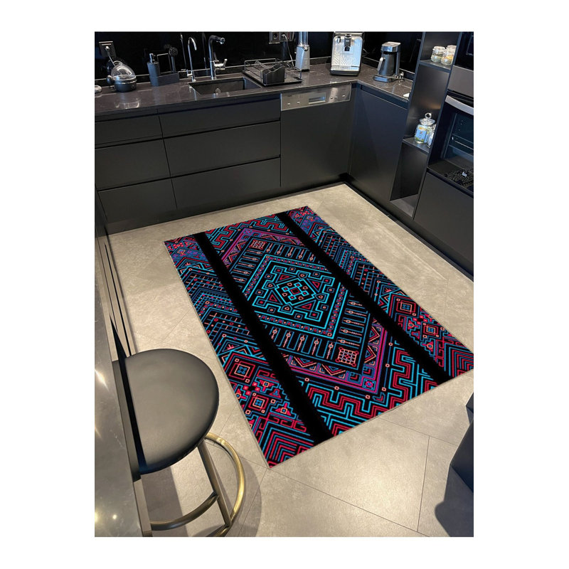 Multi Color Mixed Geometric Shape and Lines Pattern Modern Decorative Machine Washable Area Rug, Rectangle 4'7" x 6'7"