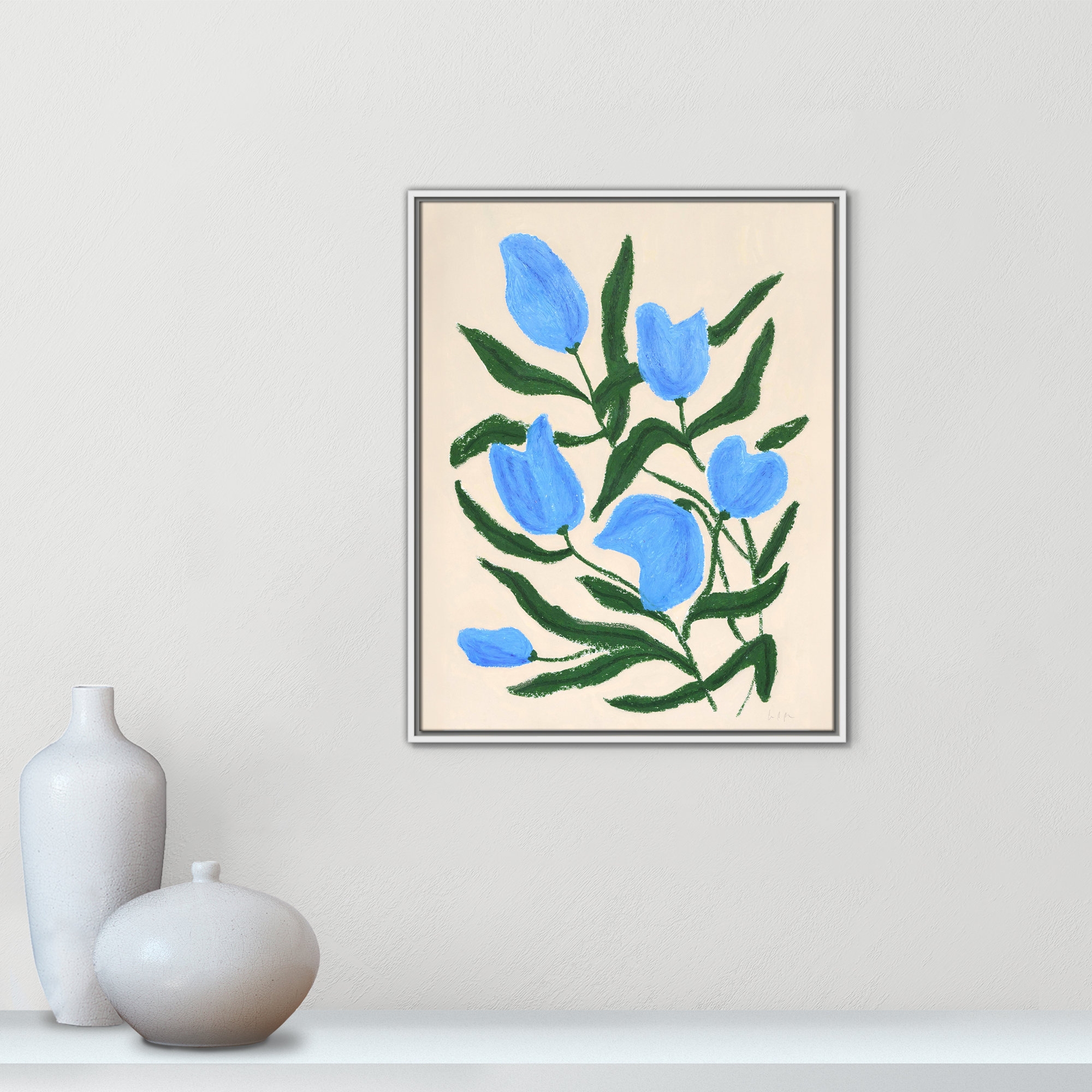 Blue Tulips Print by Camilla Bergqvist, White, 29.5" H x 23.5" W