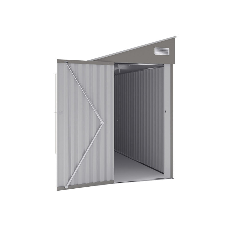 4 ft. W X 8 ft. D Metal Lean-To Storage Shed, Dark Gray