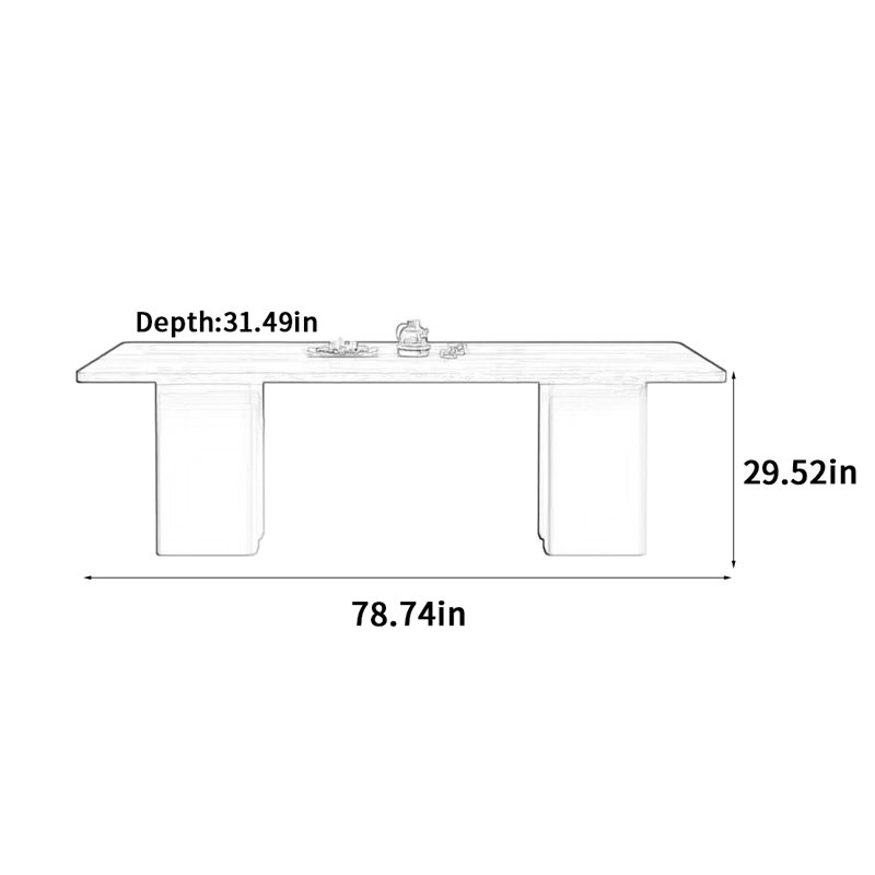 Table de salle à manger noire, H 29,52 po x L 78,74 po x l 31,49 po