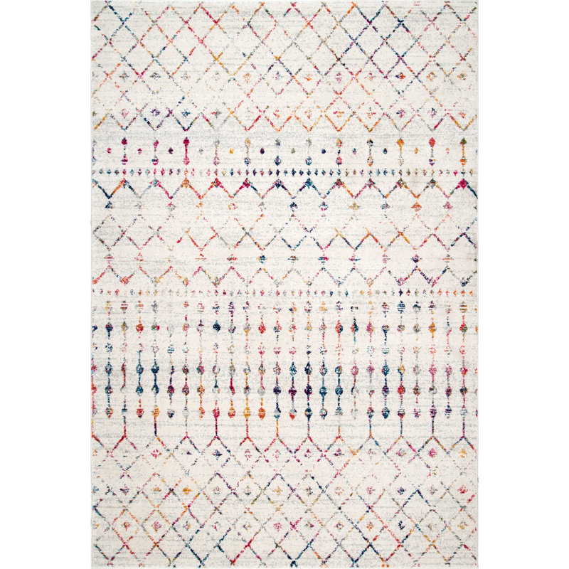 Amanti Moroccan Power Loom Performance Multi Colored Rug, Rectangle 6'7" x 9'