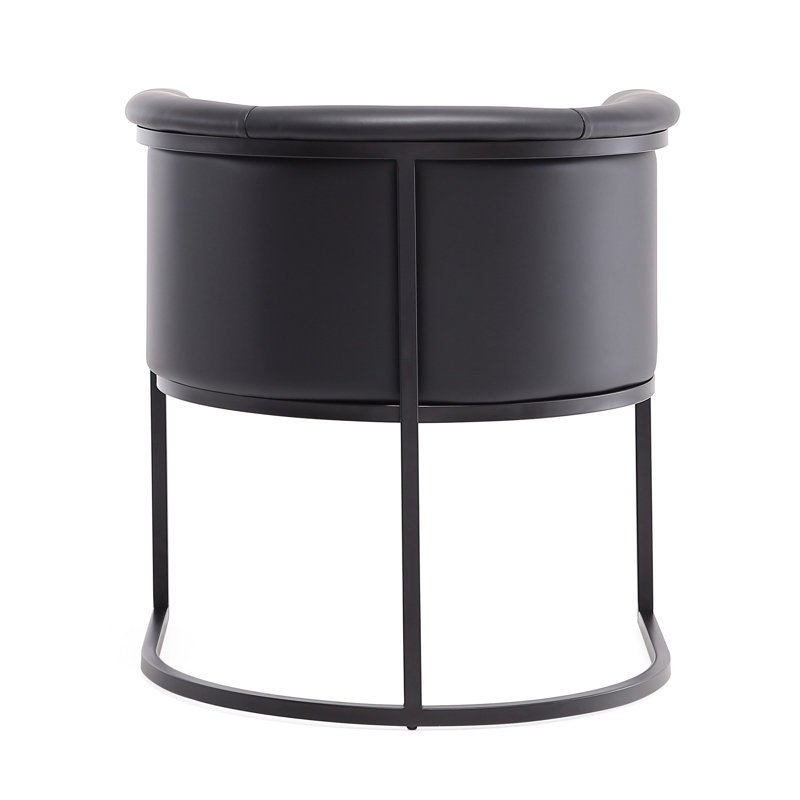 18.9'' H Faux Leather Upholstered Metal Armchair, Black
