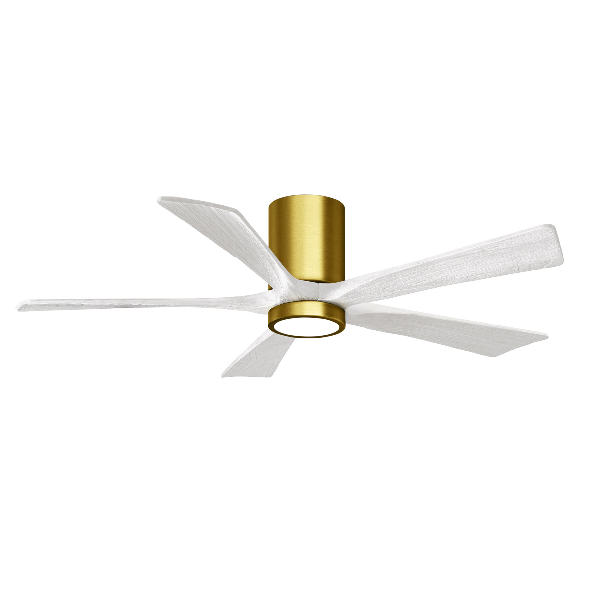 Irene 5 - Blade LED Ceiling Fan with Light Kit Included, Brushed Brass, 52", Matte White