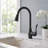 Single Handle Deck Mount High Arc Kitchen Faucet, Pull Down Sprayer Kitchen Sink Faucet with 2 Spray Functions-122556122