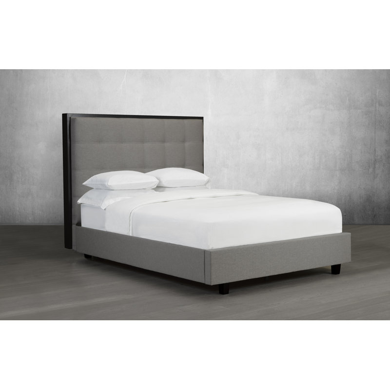 Lit plateforme avec rangement rembourré Stodola, Lin - Gris anthracite, Grand