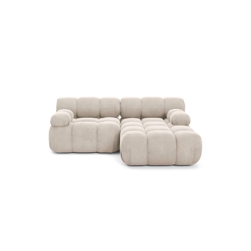 Selia Cloud Velvet Modular Corner Sofa with Ottoman – Oversized Cream Lounge Sectional