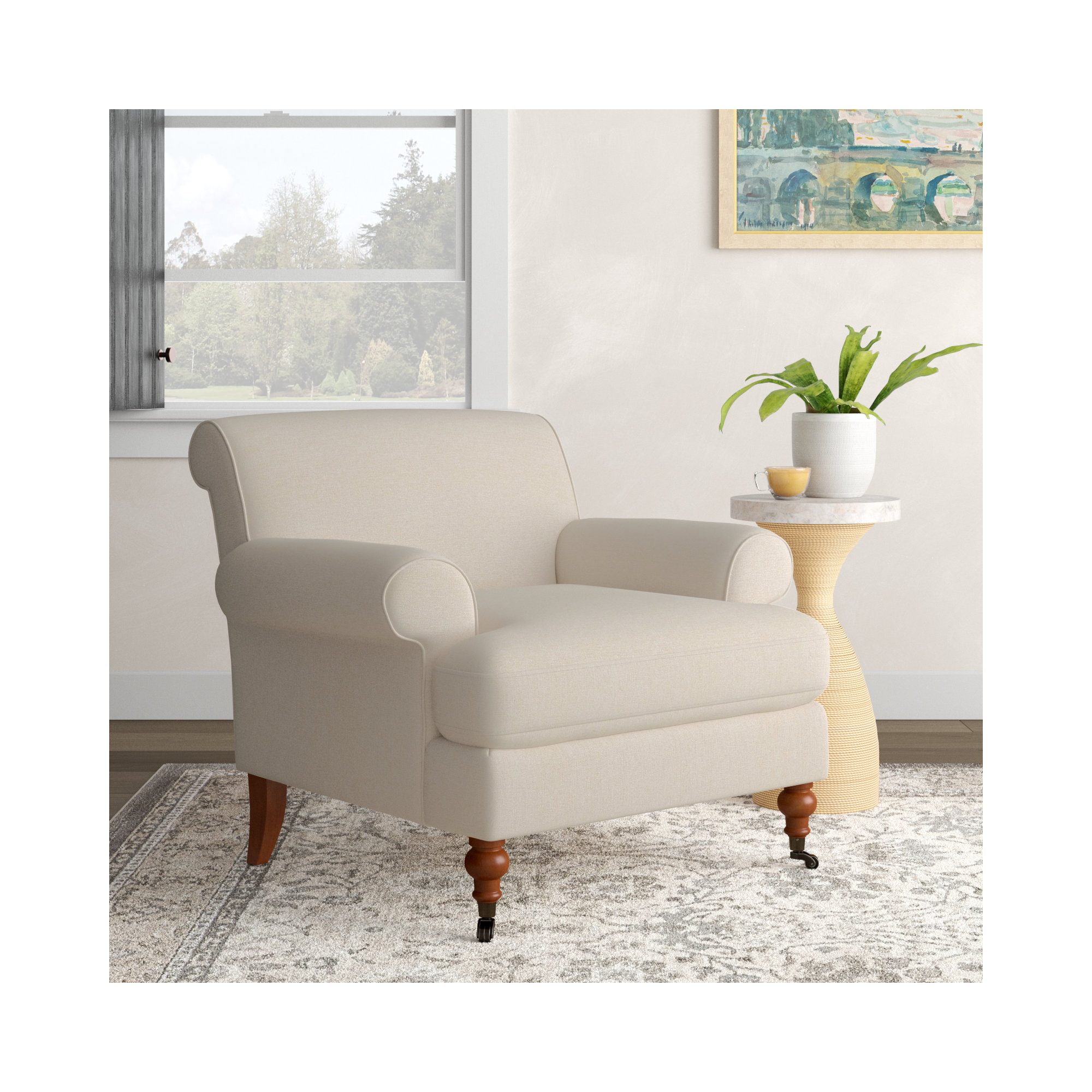 Harbor Upholstered Armchair, Sky Neutral Beige