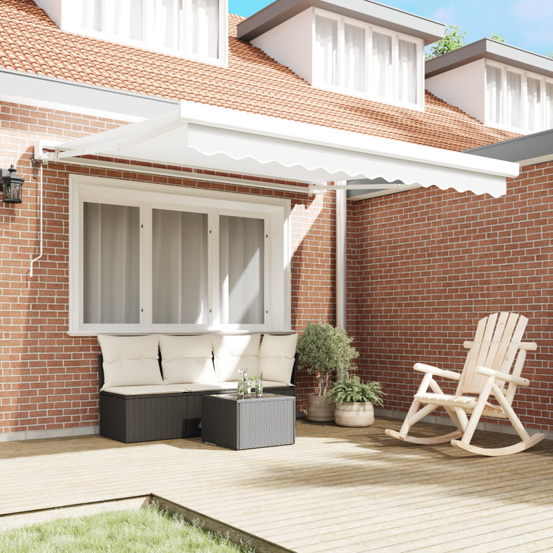 Ebern Designs Retractable Patio Awning, 300 cm W x 250 cm D, White