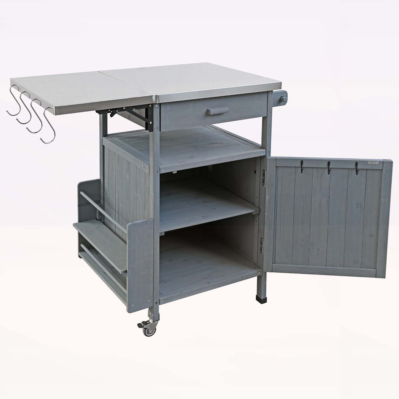 Chariot de cuisine roulant avec fonctions avancées pour la pelouse et le jardin, Bleu gris