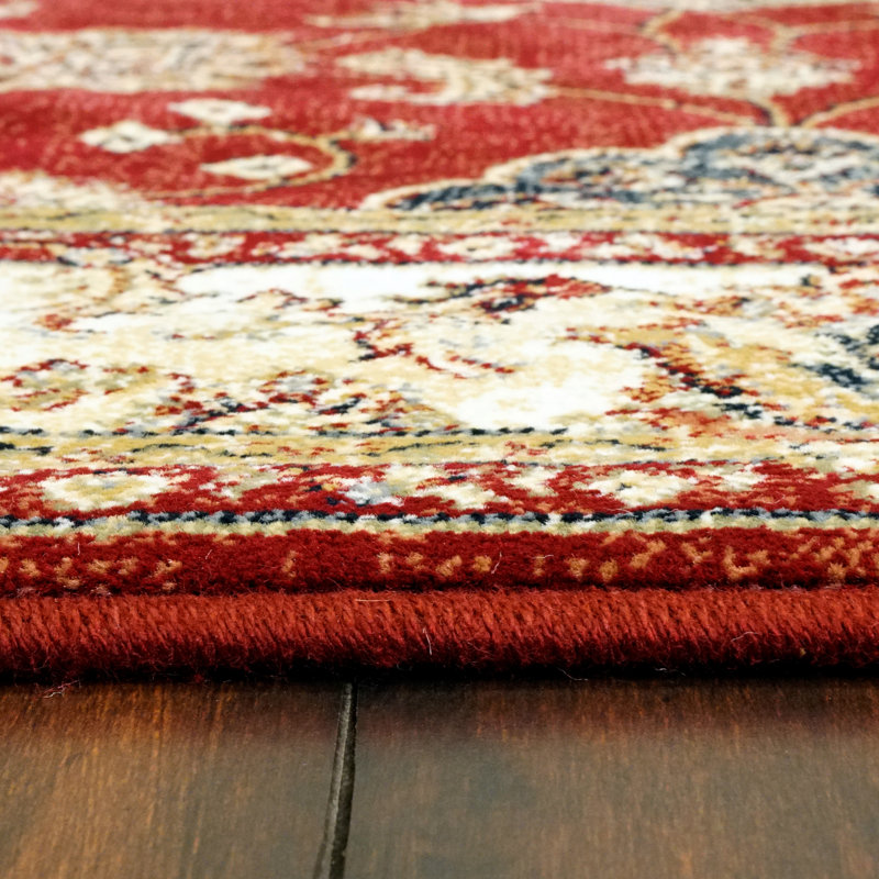 Tapis rouge/ivoire oriental Attell, Tapis de couloir 2 pi 2 po x 11 pi
