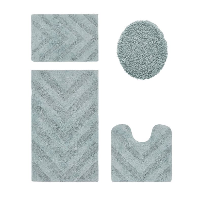 Ensemble de tapis de bain 4 pièces, Bleu, 4 pièces (18 po x 20 po | 17 po x 24 po | 20 po x