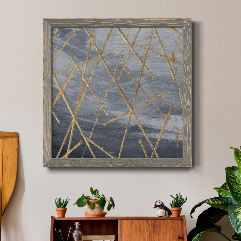 " Gold Matrix ", Grey Framed, 17" H x 17" W x 1" D, No Mat