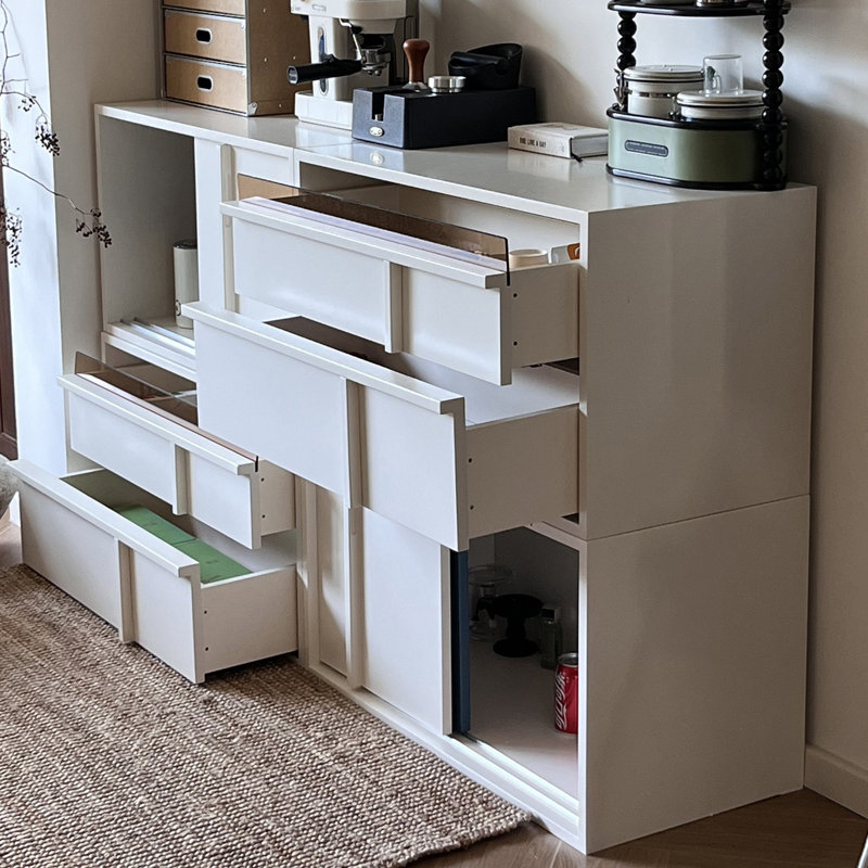 Buffet modulaire en bois massif de cerisier 62,99 po, armoire de rangement multifonctionnelle, meuble télé de salon et commode de chambre d'enfant