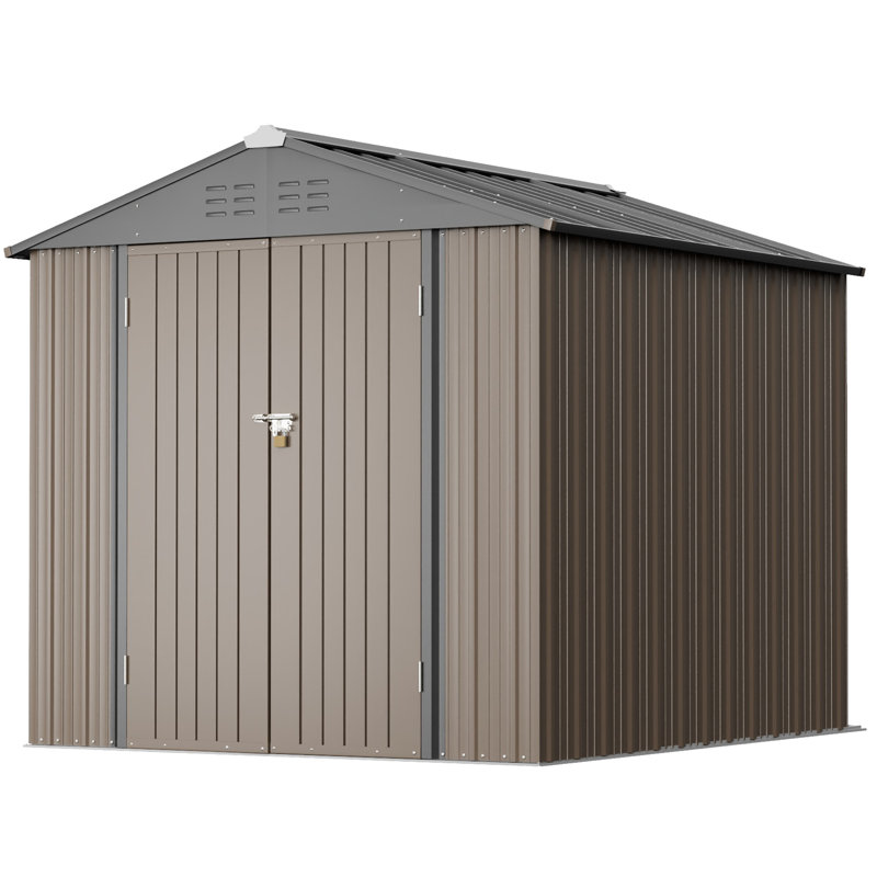 Remise de rangement extérieure en métal l 6 pi x P 4 pi, Brun / noir