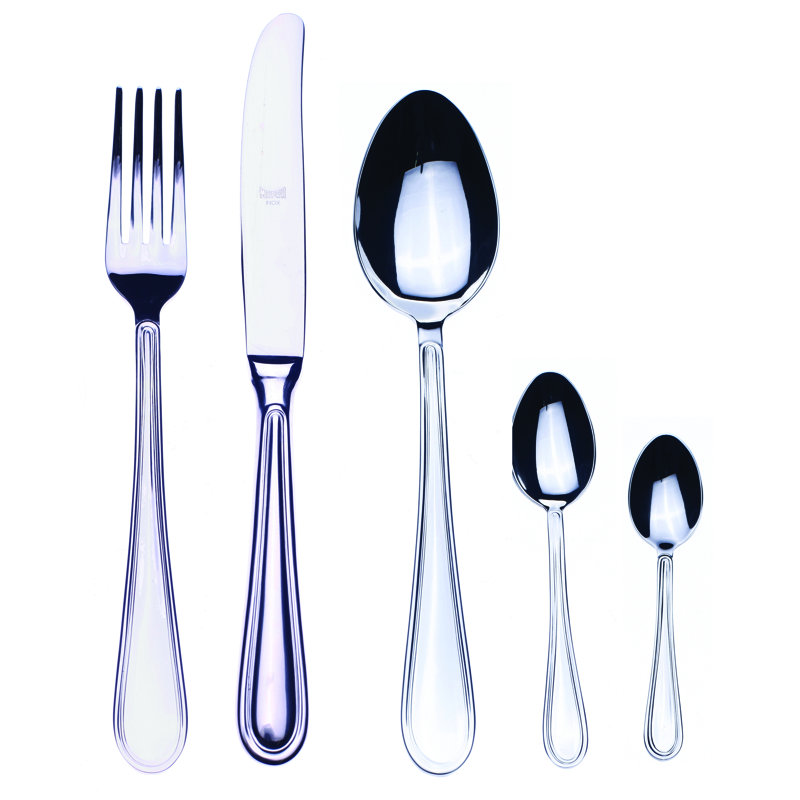 Norma Flatware Set with Moka Spoons - 30 Pieces - Stainless Steel