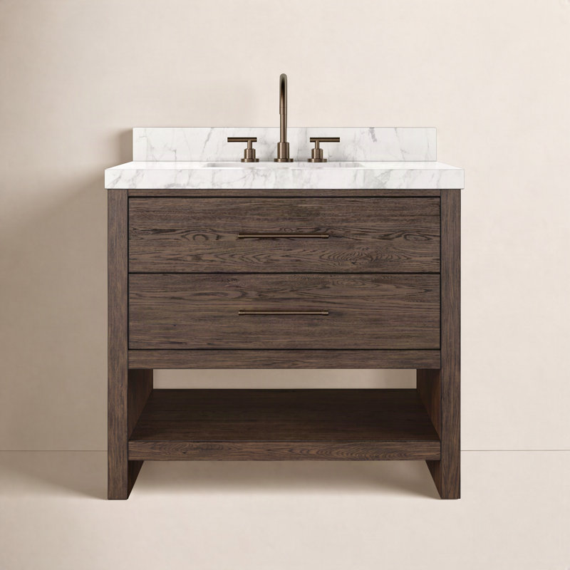 Anthem Single Vanity, Carrara Marble, Satin Espresso Oak