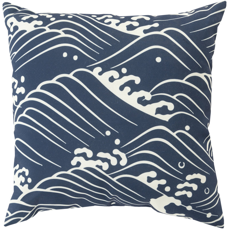 Mizu Ikat Outdoor Throw Pillow, 18" H x 18" W x 4" D, Blue\Neutral