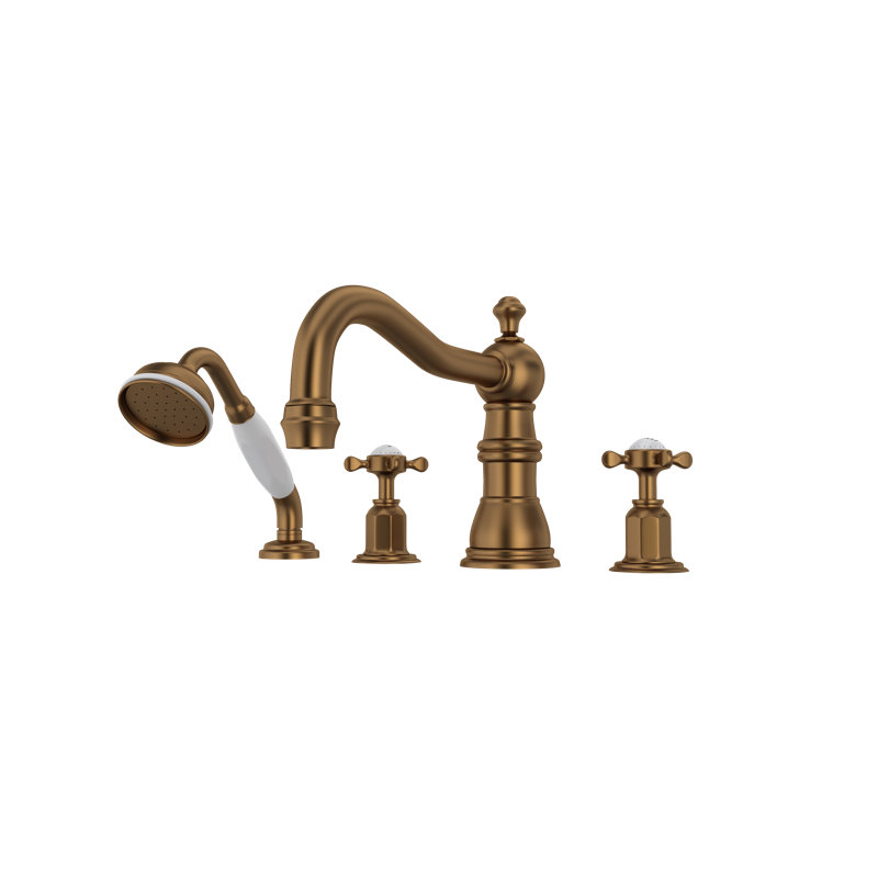 Edwardian™ Double Handle Deck Mounted Roman Tub Faucet, English Bronze