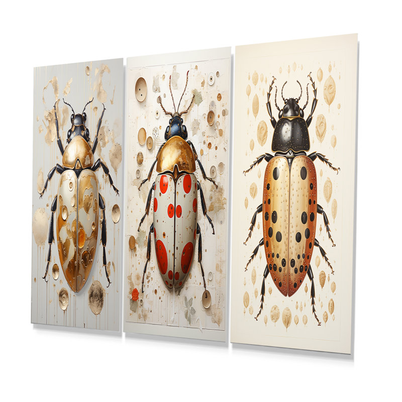 Ensemble de 3 insectes et insectes dorés, H 28 po x l 36 po