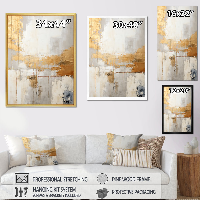 Lakehouse Foilage Solitude II - impressions sur toile abstraites, Cadre doré simple, H 40 po x l 30 po x P 1,5 po