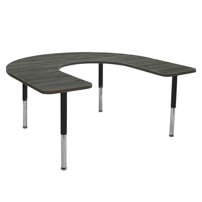 Table d'activité avec pieds réglables La Madera, Bois gris / noir, Super, Argent