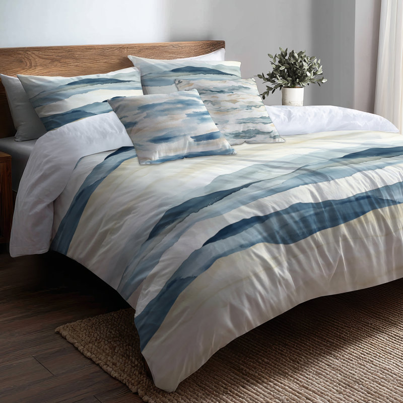 Ensemble de housse de couette et de coussin 5 pièces Coastal, Housse de couette très grand + 4 pièces supplém