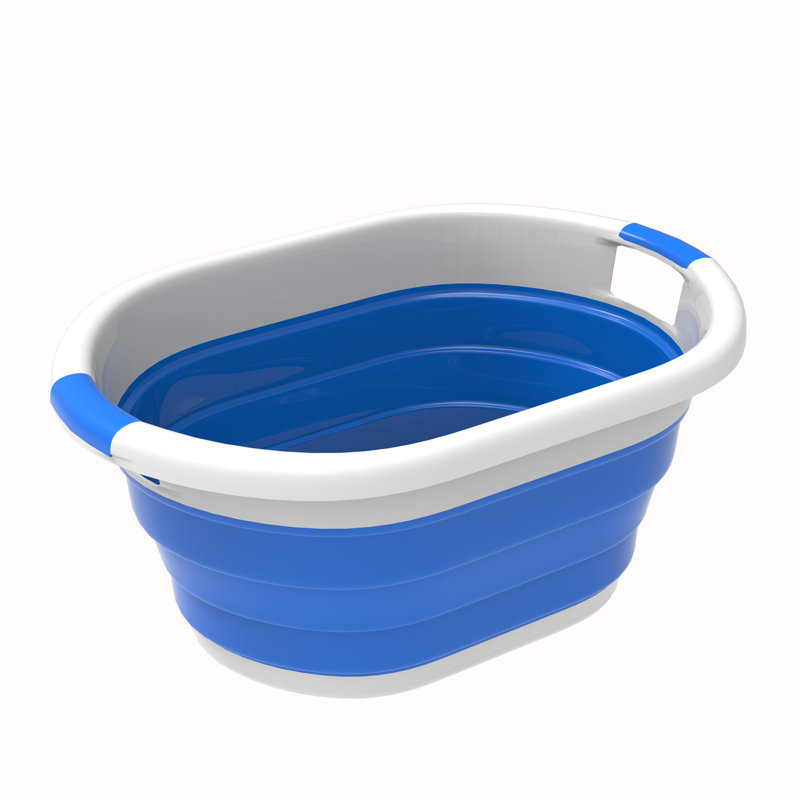 Collapsible Basket - Space-Saving Multipurpose Pop-up Handbasket for Cleaning Supplies and More, Blue