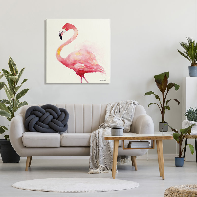 «Minimal Flamingo Bird Watercolor» par Stephanie Workman Marrott, impression sur toile tendue, H 30 po x l 30 po x P 1,5 po