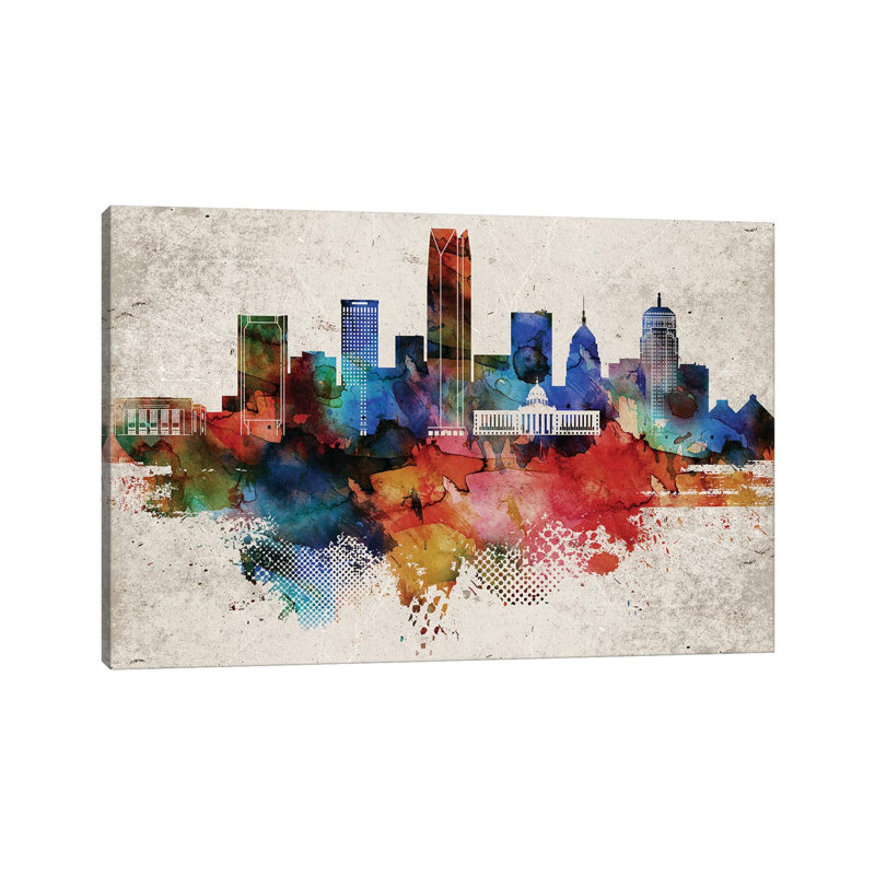 Oklahoma Abstract par Walldecoraddict - Toile tendue, estampe numérique sur toile tendue, H 18 po x l 26 po x P 1,5 po