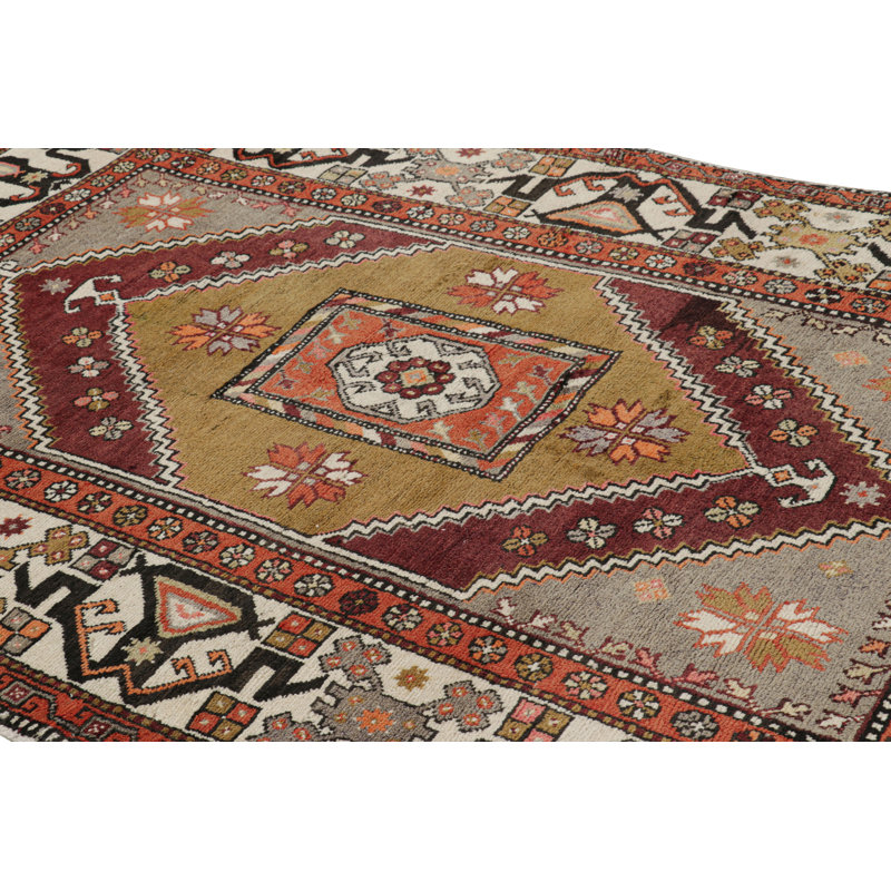 Vintage Turkish Rug With Multicolor Geometric Medallion - Rug & Kilim