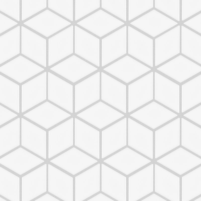 Metro Rhombus 10-1/2 " x 12-1/8 " Porcelain Mosaic Floor & Wall Tile, Glossy White