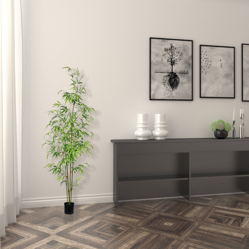 Arbre de bambou artificiel en pot, H 60 po x l 20 po x P 20 po