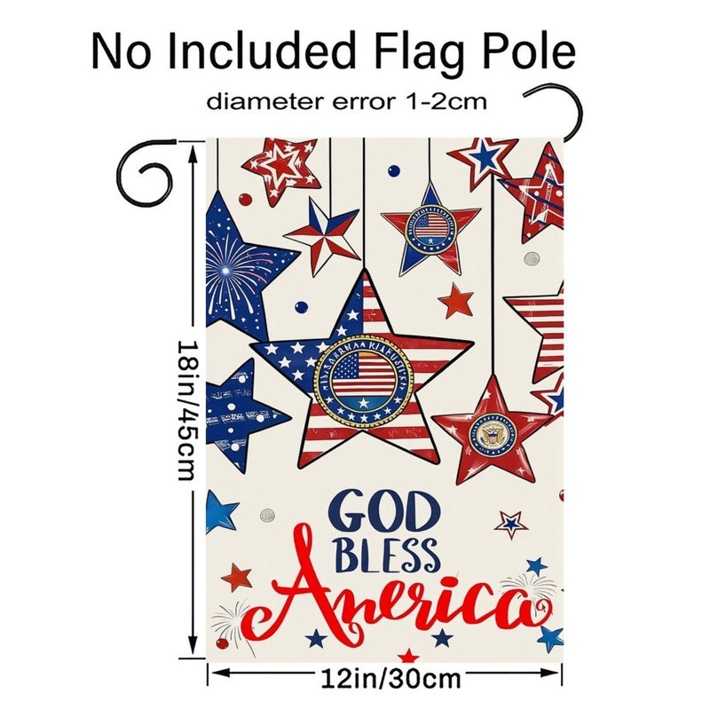 «God Bless America», étoile suspendue 12 po x 18 po, drapeau de jardin à double face, Jour de l'Indépendance