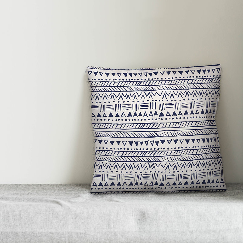 Throw Pillow, 18" x 18", Navy Geometric 6