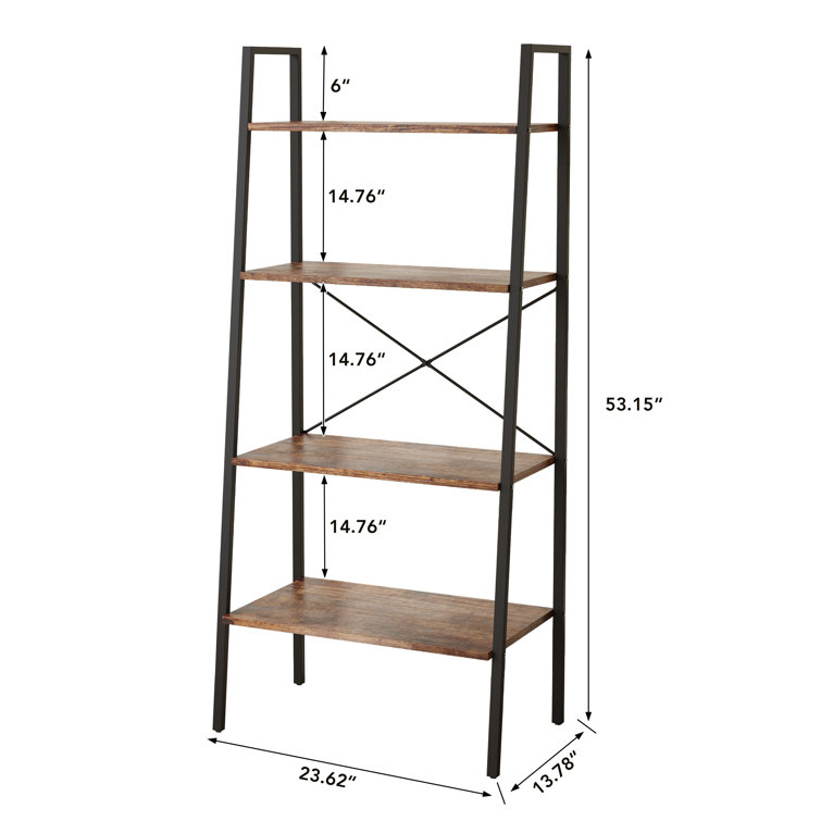 CAPHAUS 52 in. Rustic Oak 4 Tier Bookshelf, 24 in. Width Free Standing Shelf, Bookcase Shelf Storage Organizer