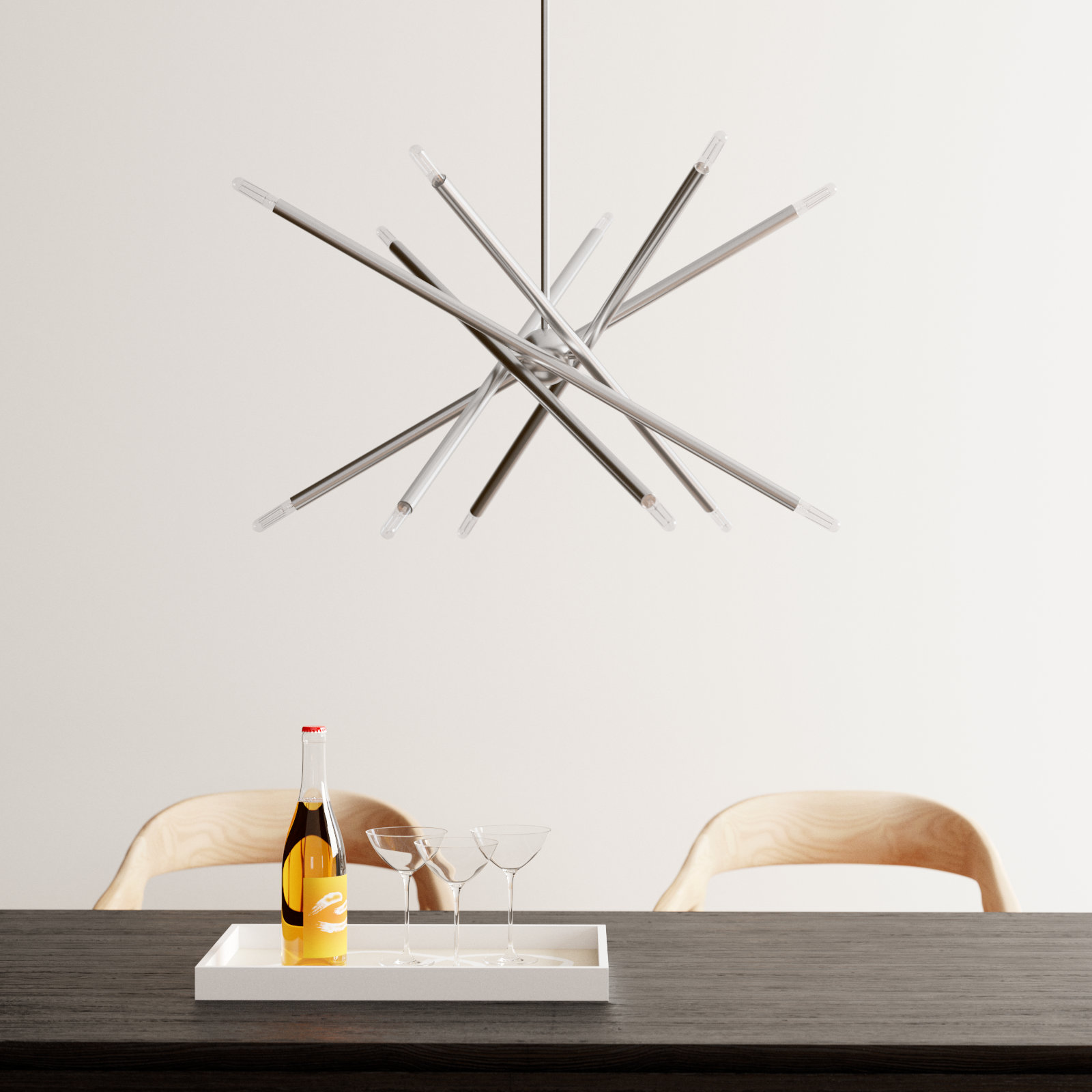 Poco Chandelier, Brushed Nickel, 12