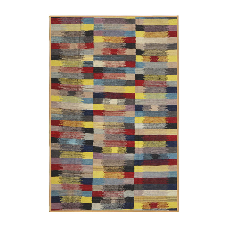 Tapis noir/gris/rouge contemporain, Rectangle 7 pi x 9 pi