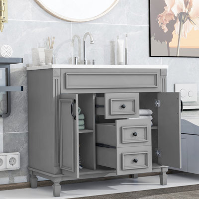 Meuble-lavabo de salle de bain 36 po avec lavabo supérieur
