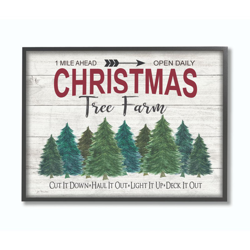 «Christmas Tree Farm», reproduction d'art textuel, Giclée encadrée noir minuit, H 11 po x l 14 po