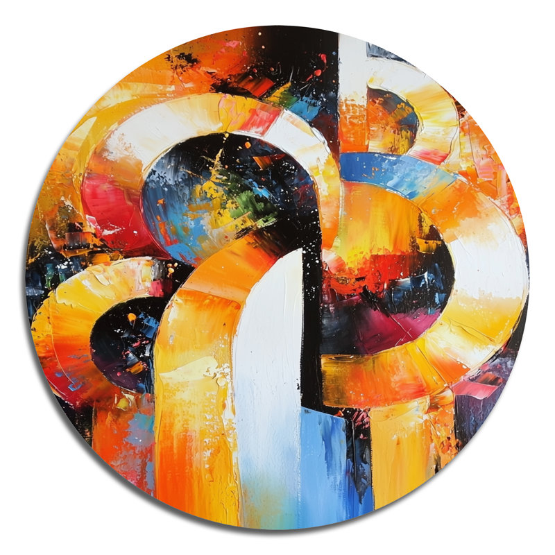 Tour géométrique Art déco - Abstrait géométrique mural rond, art mural de salon géométrique moderne, H 16 po x l 16 po