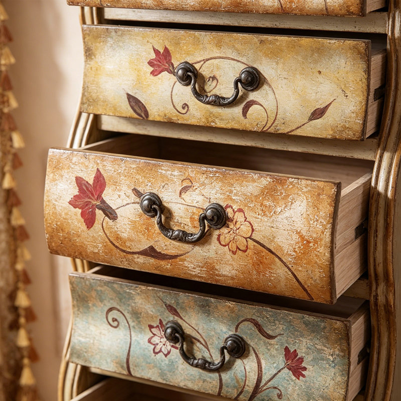 Retro Distressed Painted Solid Wood Accent Chests