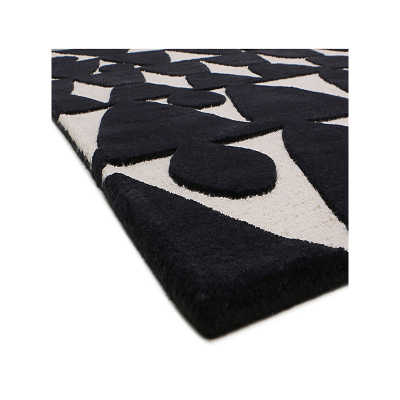 Moroccan Area Rug in Black/Beige, Rectangle 10' x 14'
