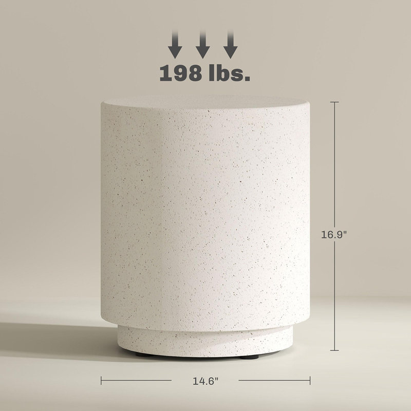 Nordic Style Table With Concrete Finish Round Side Table, Light Yellow
