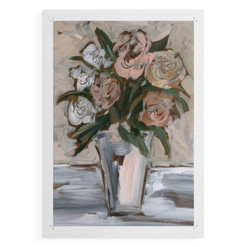 Arrangement neutre et pêche II - impression sur toile seulement - non encadrée, H 18 po x l 12 po