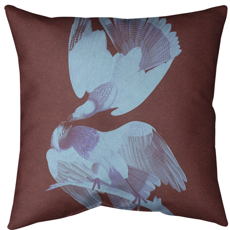 Housse de coussin brasilian caracara eagle, 18 po x 18 po, Marron / bleu ciel, Sergé de coton