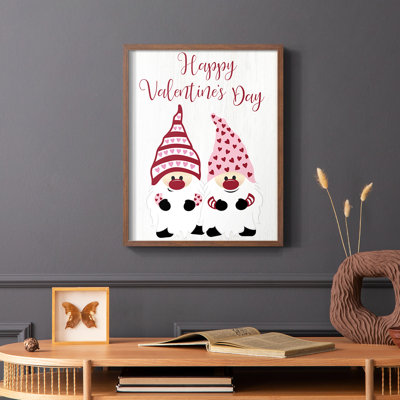 Valentines Gnomes Framed Print - Solid Wood