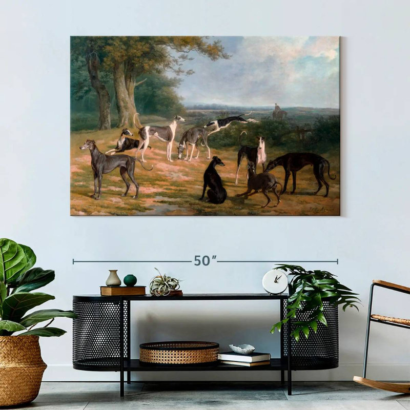 Brampt Nine Greyhounds In A Landscape, 34" H x 51" W